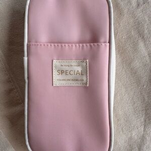 Pink Travel Makeup Organizer Case Cosmetic Bag Zipper Pouch Storage